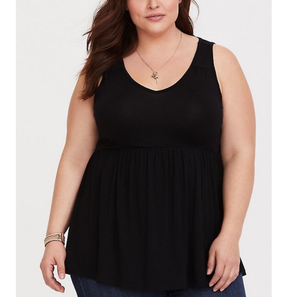 Black plus size baby doll tank top